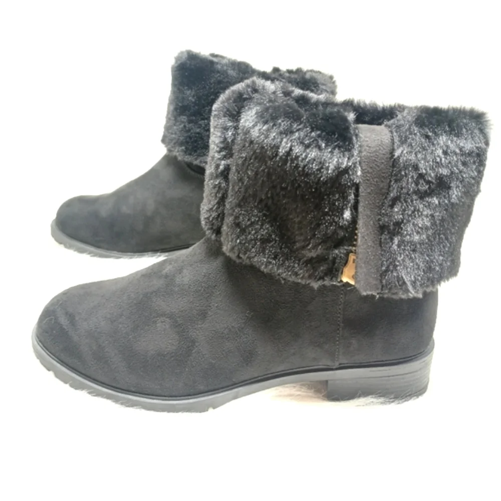 NWT Lane Bryant Boots 3 Ways to Wear Black Suede like Fur like Material Size 11W